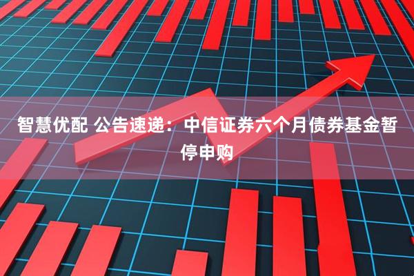 智慧优配 公告速递：中信证券六个月债券基金暂停申购